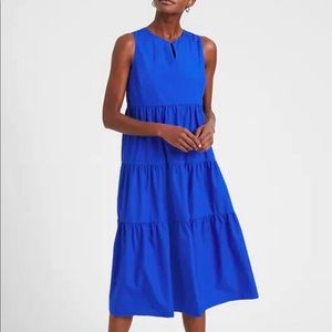NWT Banana Republic Factory Petite Organic Cotton Tiered Midi Dress